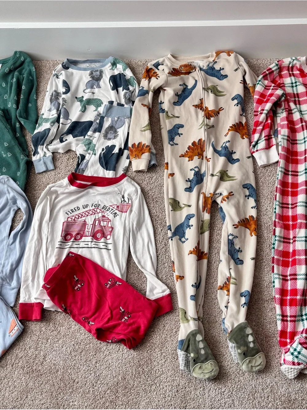🍁 Boys Size 5T Fall/Winter Pajama Bundle | 14-Piece Lot | Carter’s + Old Navy 🎄